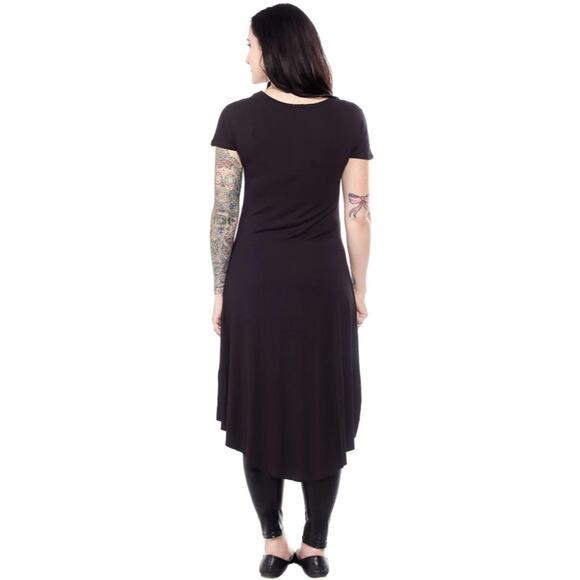 Small - BLACK AND GREIGE Alluvio Front Slit Tunic - Picture 2 of 2